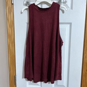 Burgundy suede sleeveless tank top #casual forever 21 plus XL